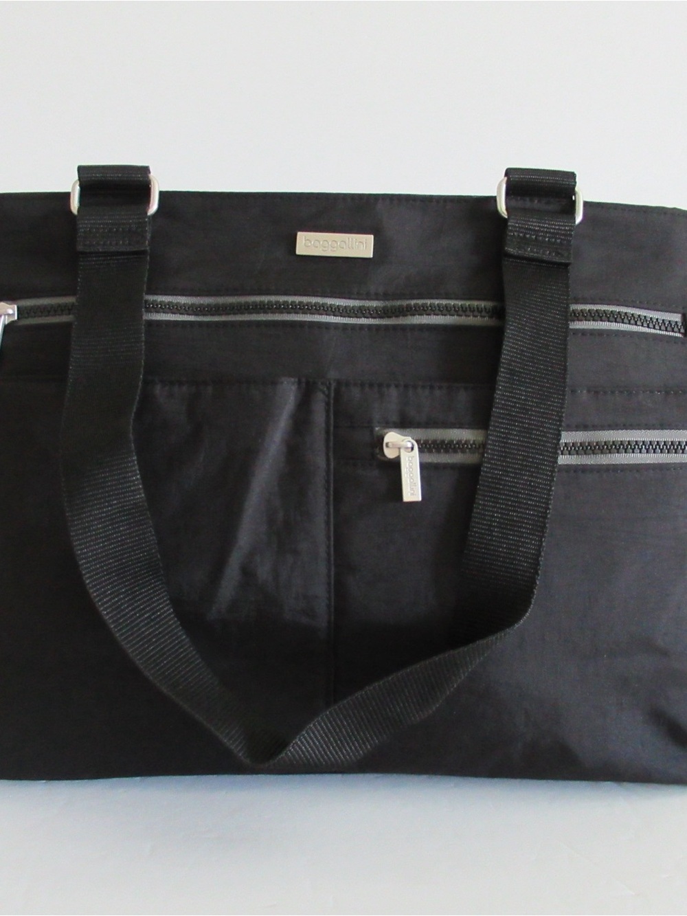 Baggallini Black Shoulder Tote – Lightweight Nylon, Multi Pocket Design - Picture 10 of 10
